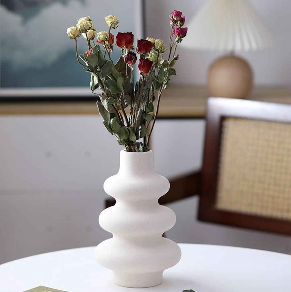 Modern Spiral Ceramic Vase – Minimalist Speckled Sculptural Décor
