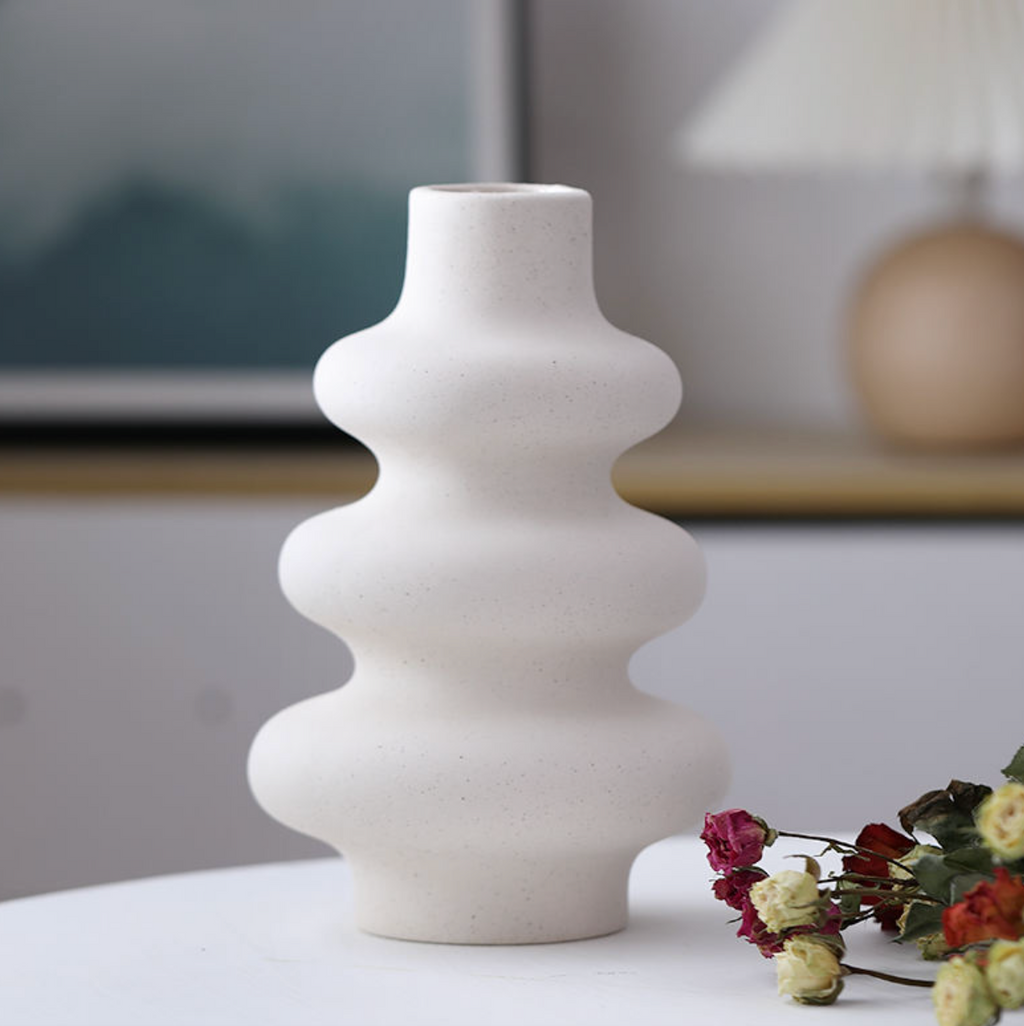Modern Spiral Ceramic Vase – Minimalist Speckled Sculptural Décor