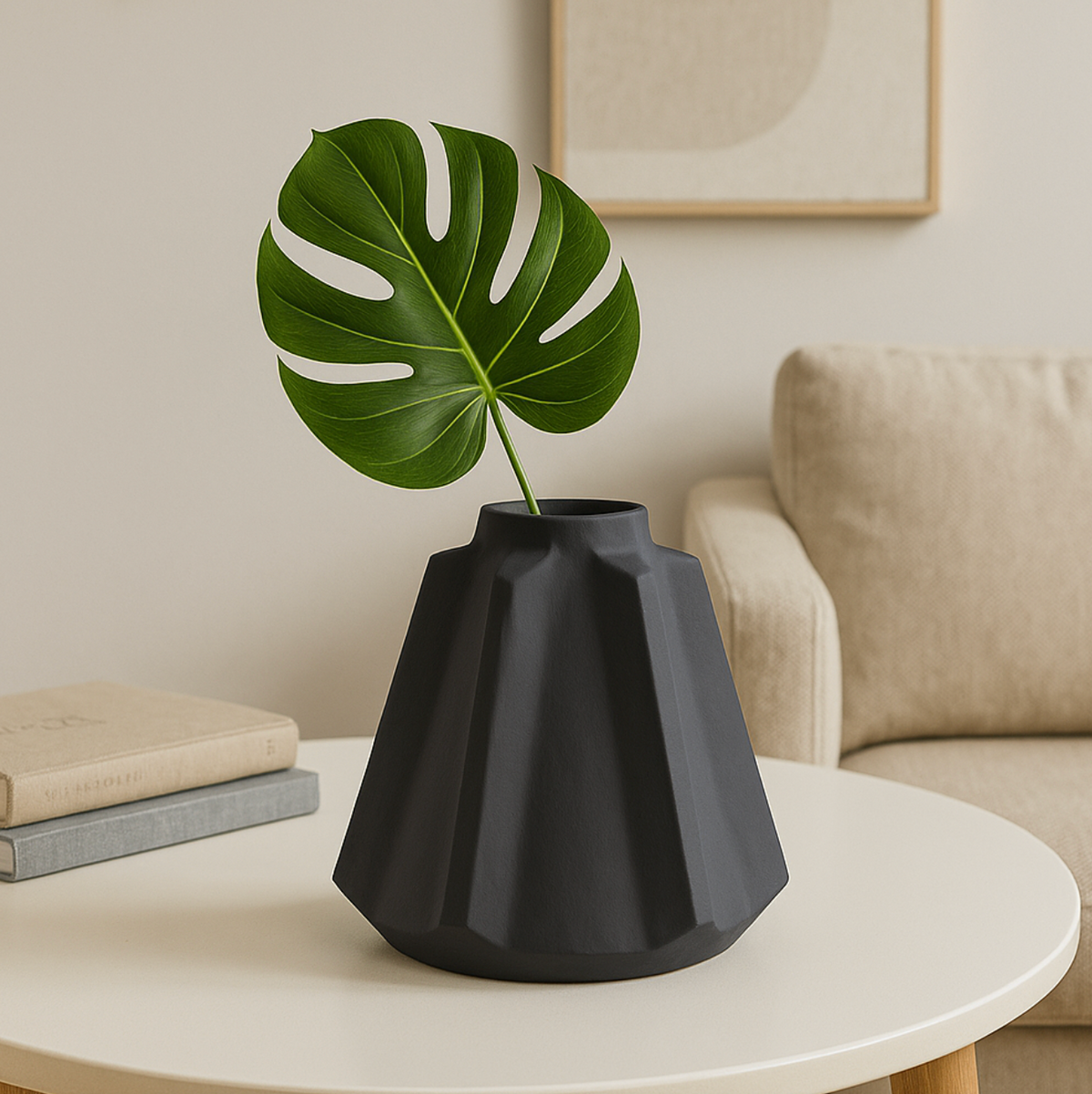 Japandi Black Ceramic Vase – Minimalist Sculptural Home Décor