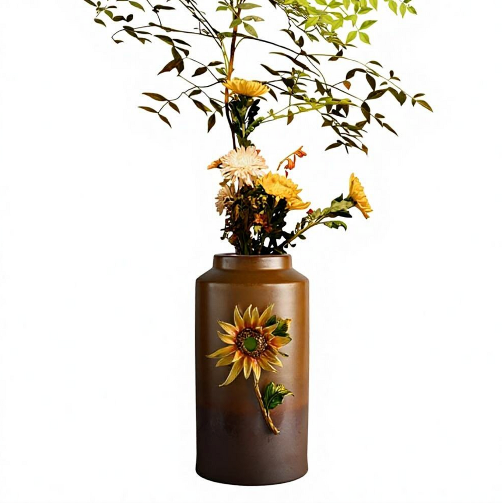 Retro Wabi-Sabi Ceramic Vase – Rustic Sculptural Home Décor